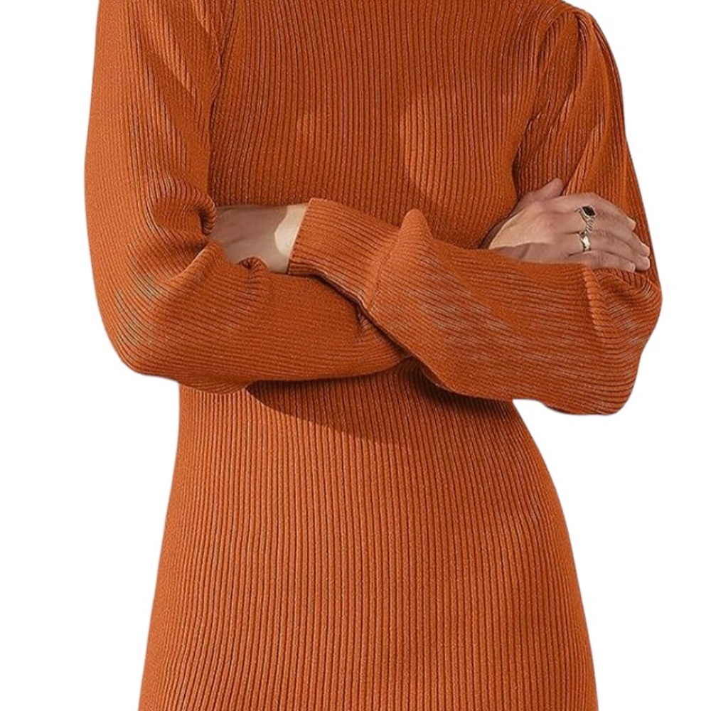 Women Turtleneck Long Sleeve Knit Stretchable Elastici Slim SweaterSweater Dress